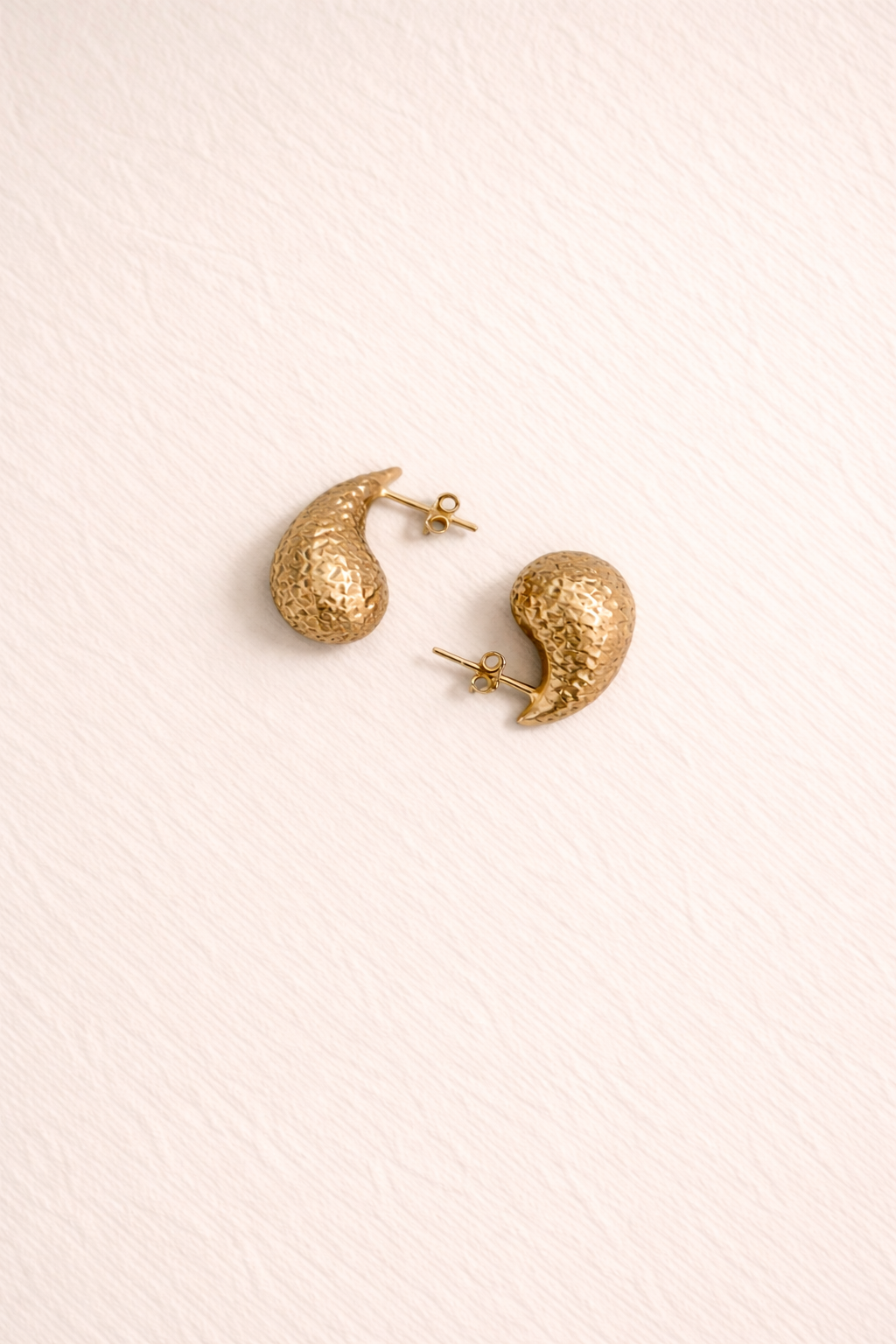 Textured Gold Teardrop Stud Earrings